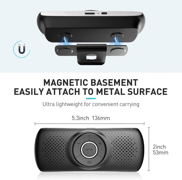 AGPTEK Car Bluetooth Speaker Handsfree Black-4