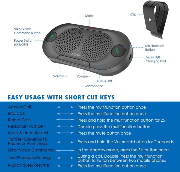 Bluetooth Car Kit BESIGN Metal Gray HandsFree-2