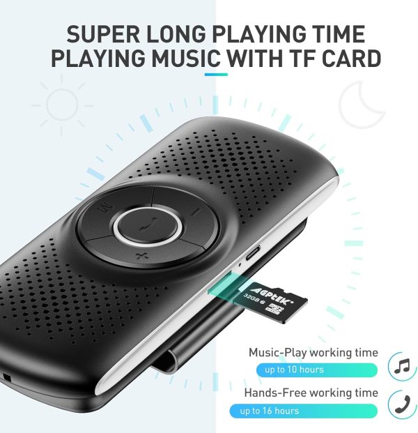 AGPTEK Car Bluetooth Speaker Handsfree Black-7