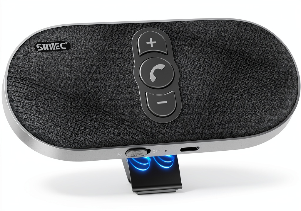 SUNITEC Bluetooth Car Kit mounted on a car visor