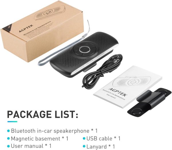 AGPTEK Car Bluetooth Speaker Handsfree Black-6